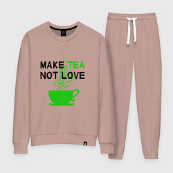 Костюм хлопковый женский Make tea, not love, цвет: пыльно-розовый