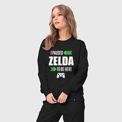 Костюм хлопковый женский I Paused Zelda To Be Here с зелеными стрелками, цвет: черный — фото 2
