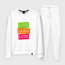 Костюм хлопковый женский Live laugh love quote, цвет: белый