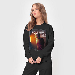 Костюм хлопковый женский STRAY FOLLOW MEOW, цвет: черный — фото 2