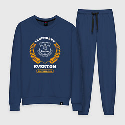 Костюм хлопковый женский Лого Everton и надпись legendary football club, цвет: тёмно-синий