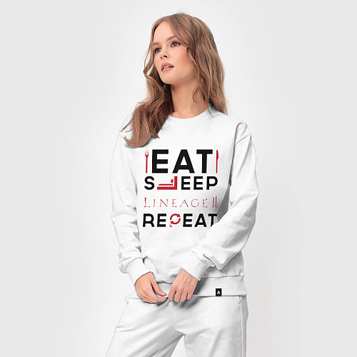 Женский костюм Надпись: eat sleep Lineage 2 repeat / Белый – фото 3
