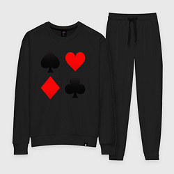 Костюм хлопковый женский Четыре масти игральных карт, цвет: черный