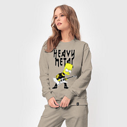 Костюм хлопковый женский Барт Симпсон - heavy metal, цвет: миндальный — фото 2