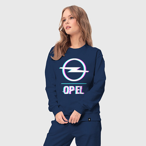 Женский костюм Значок Opel в стиле glitch / Тёмно-синий – фото 3