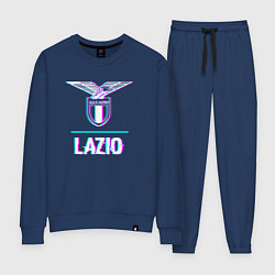 Костюм хлопковый женский Lazio FC в стиле glitch, цвет: тёмно-синий