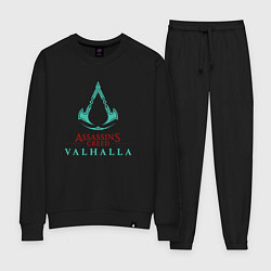 Костюм хлопковый женский Assassins Creed Valhalla - logo, цвет: черный