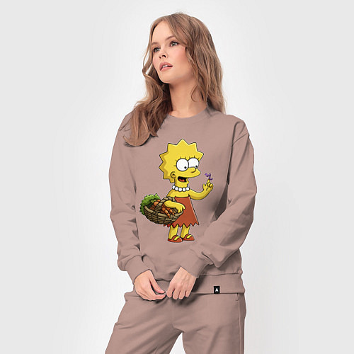 Женский костюм Lisa Simpson с гусеницей на даче / Пыльно-розовый – фото 3