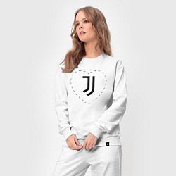 Костюм хлопковый женский Лого Juventus в сердечке, цвет: белый — фото 2