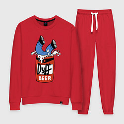 Костюм хлопковый женский Duff beer - любимое пиво Гомера Симпсона, цвет: красный