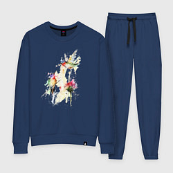 Костюм хлопковый женский Живопись полет колибри, цвет: тёмно-синий