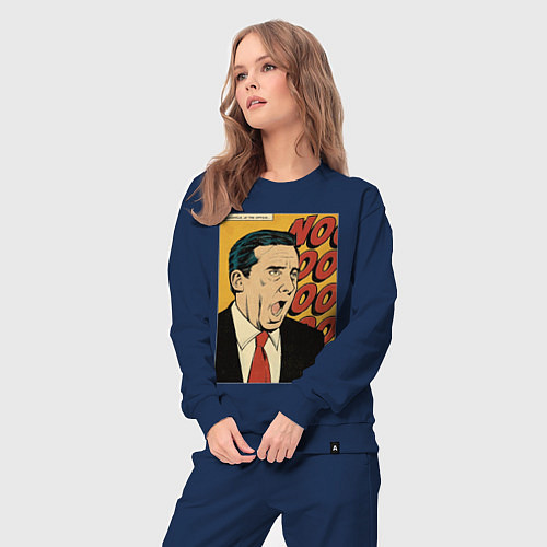 Женский костюм Майкл кричит нееееет - Офис / Тёмно-синий – фото 3