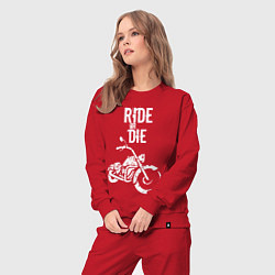 Костюм хлопковый женский Ride or Die винтаж, цвет: красный — фото 2