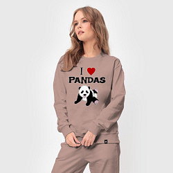 Костюм хлопковый женский I love Panda - люблю панд, цвет: пыльно-розовый — фото 2