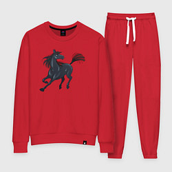 Костюм хлопковый женский Лошадь мустанг, цвет: красный