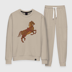 Костюм хлопковый женский Стимпанк-лошадь, цвет: миндальный
