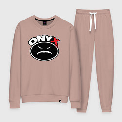 Костюм хлопковый женский Onyx - black logo, цвет: пыльно-розовый