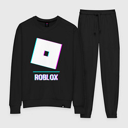 Костюм хлопковый женский Roblox в стиле glitch и баги графики, цвет: черный