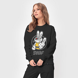 Костюм хлопковый женский SWAG Bad rabbit - Merry Christmas!, цвет: черный — фото 2