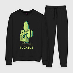 Костюм хлопковый женский Cactus Fucktus, цвет: черный