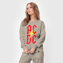 Костюм хлопковый женский AC DC logo, цвет: миндальный — фото 2