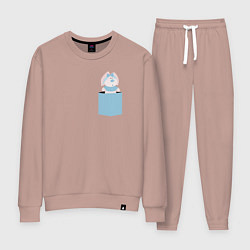 Костюм хлопковый женский Синий кролик в кармане, цвет: пыльно-розовый