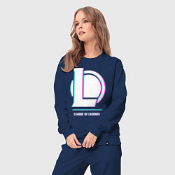 Костюм хлопковый женский League of Legends в стиле glitch и баги графики, цвет: тёмно-синий — фото 2