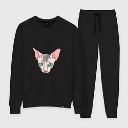 Костюм хлопковый женский Сфинкс - кот без шерсти, цвет: черный