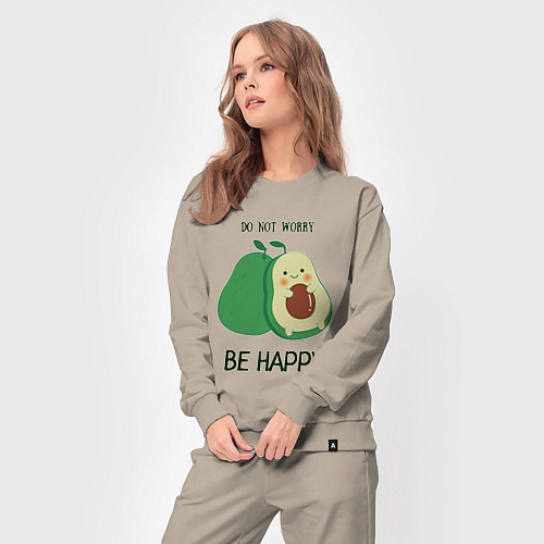 Женский костюм Dont worry be happy - avocado / Миндальный – фото 3