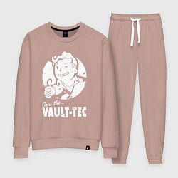 Костюм хлопковый женский Vault boy - join the vault tec, цвет: пыльно-розовый