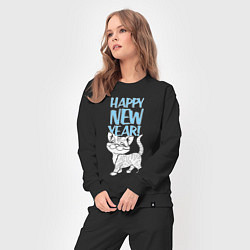 Костюм хлопковый женский Happy new year - kitten, цвет: черный — фото 2