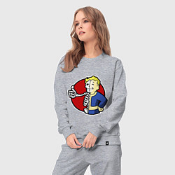 Костюм хлопковый женский Vault boy - skeleton, цвет: меланж — фото 2