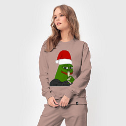 Костюм хлопковый женский Новогодний пепе, цвет: пыльно-розовый — фото 2