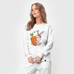 Костюм хлопковый женский Зайка с большой морковкой, цвет: белый — фото 2