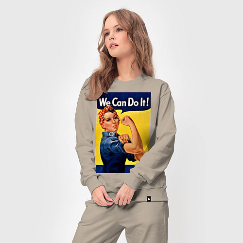 Женский костюм Мы можем сделать это - феминизм поп арт / Миндальный – фото 3