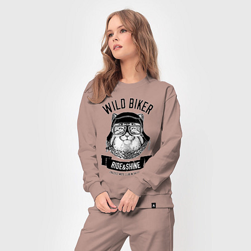 Женский костюм Дикий байкер манул / Пыльно-розовый – фото 3