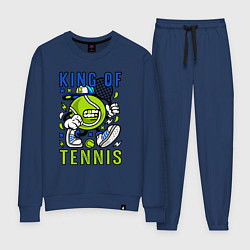Костюм хлопковый женский Король тенниса мяч с ракеткой, цвет: тёмно-синий