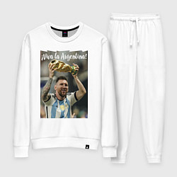 Костюм хлопковый женский Lionel Messi - world champion - Argentina, цвет: белый