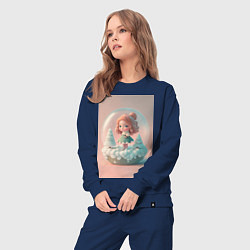 Костюм хлопковый женский Милая девочка-куколка с стеклянном Новогоднем шаре, цвет: тёмно-синий — фото 2