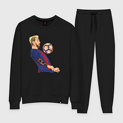 Костюм хлопковый женский Messi Barcelona, цвет: черный