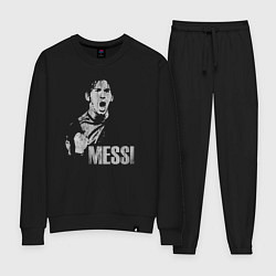 Костюм хлопковый женский Leo Messi scream, цвет: черный