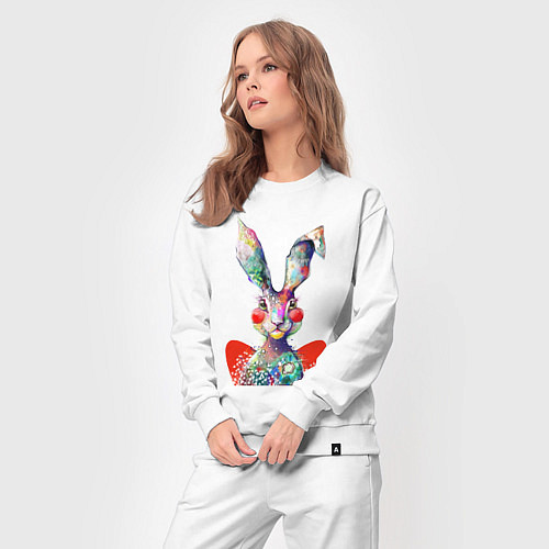 Женский костюм Влюблённый акварельный заяц с сердцем / Белый – фото 3