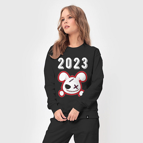 Женский костюм 2023 Кролик злой: символ и надпись / Черный – фото 3