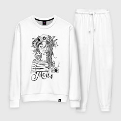 Костюм хлопковый женский Майя в венке из летних цветов, цвет: белый