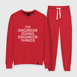 Костюм хлопковый женский Im engineer doing engineer things, цвет: красный