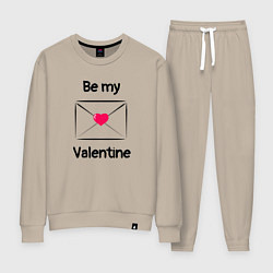 Костюм хлопковый женский Be my valentine - валентинка, цвет: миндальный