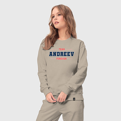 Женский костюм Team Andreev forever фамилия на латинице / Миндальный – фото 3