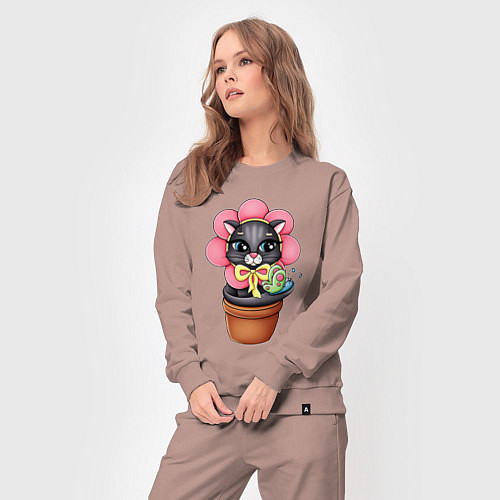 Женский костюм Кошка цветок / Пыльно-розовый – фото 3
