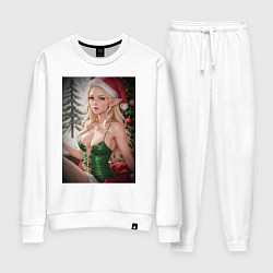 Костюм хлопковый женский Новогодняя эльфийка, цвет: белый