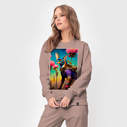 Костюм хлопковый женский Котик в стиле Стимпанк, цвет: пыльно-розовый — фото 2